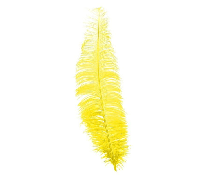 Gele Struisvogelveren 40cm 12st van Fiestas Guirca koop je bij Partywinkel