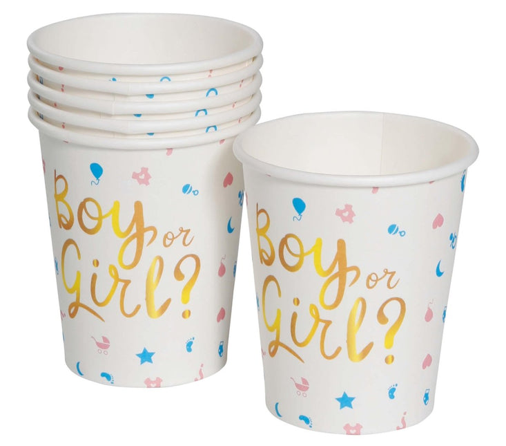 Gender Reveal Bekers 200ml 6st van Fiestas Guirca koop je bij Partywinkel
