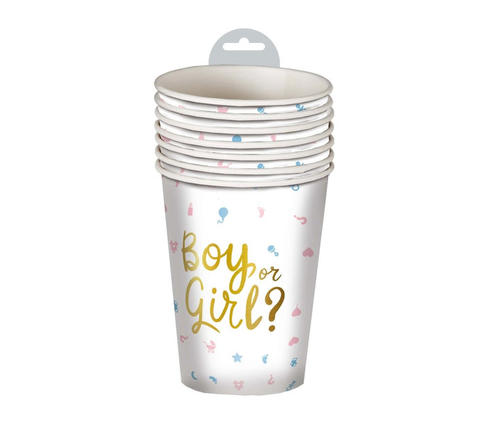 Gender Reveal Bekers 200ml 6st van Fiestas Guirca koop je bij Partywinkel