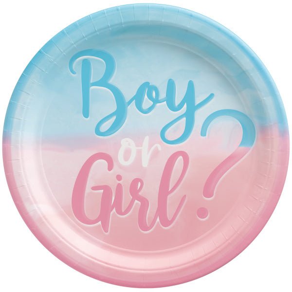 Gender Reveal Borden Rond 23cm 8st van Riethmueller koop je bij Partywinkel
