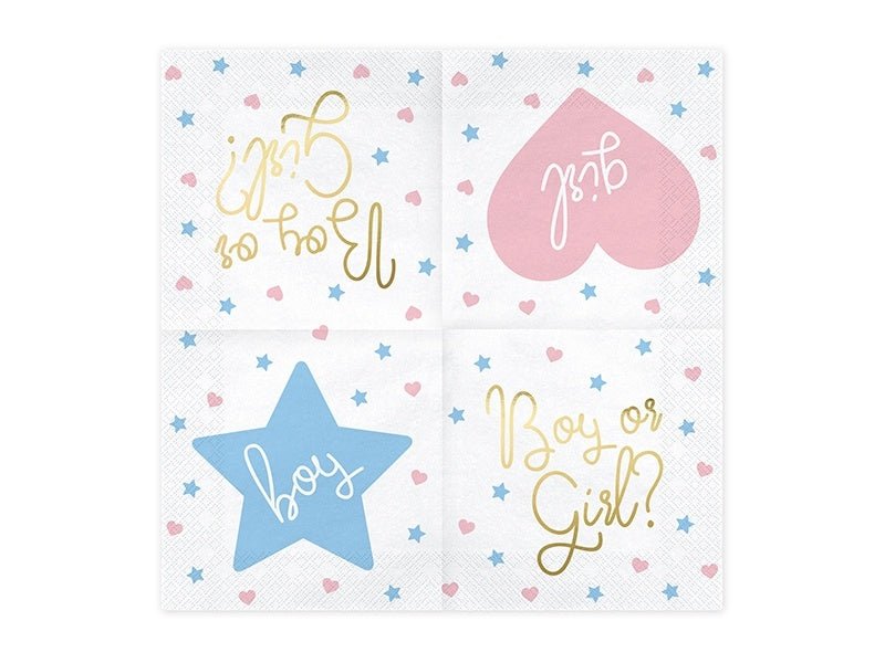 Gender Reveal Servetten Boy Or Girl 33cm 20st van Partydeco koop je bij Partywinkel