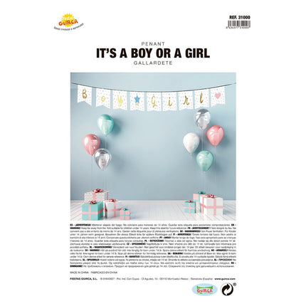 Gender Reveal Slinger 2,2m van Fiestas Guirca koop je bij Partywinkel