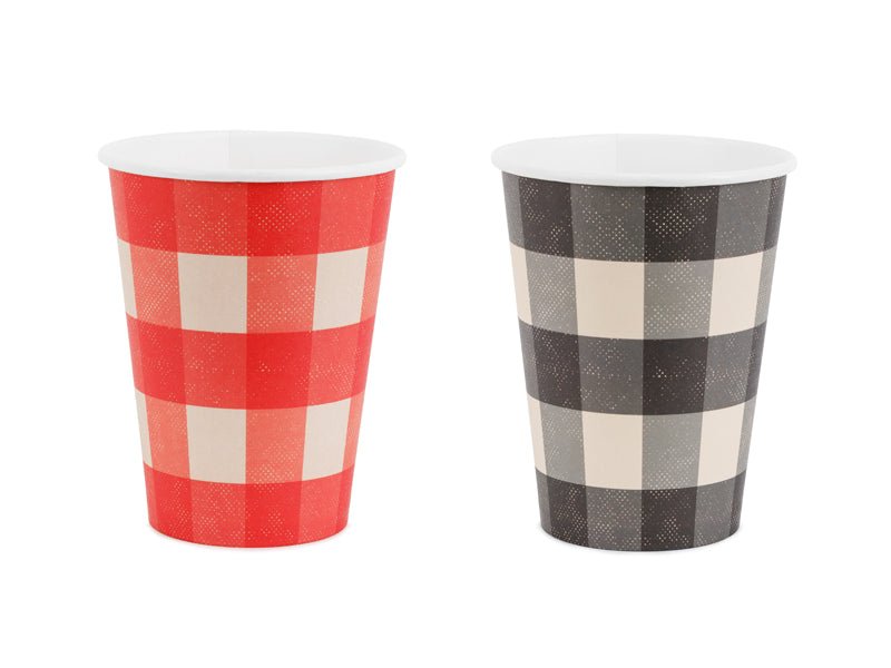 Geruite papieren bekers, mix, 400 ml van Partydeco koop je bij Partywinkel
