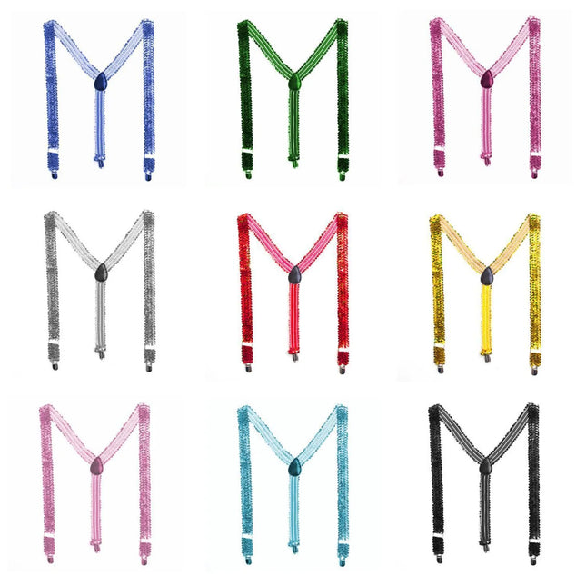 Neon Sequin Suspenders, 2.5 cm