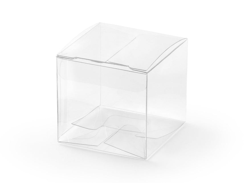 Geschenkdoosjes Kubus Doorzichtig 5cm 10st van Partydeco koop je bij Partywinkel