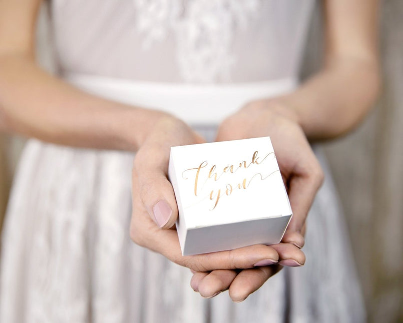 Geschenkdoosjes Thank You Goud 6cm 10st van Partydeco koop je bij Partywinkel