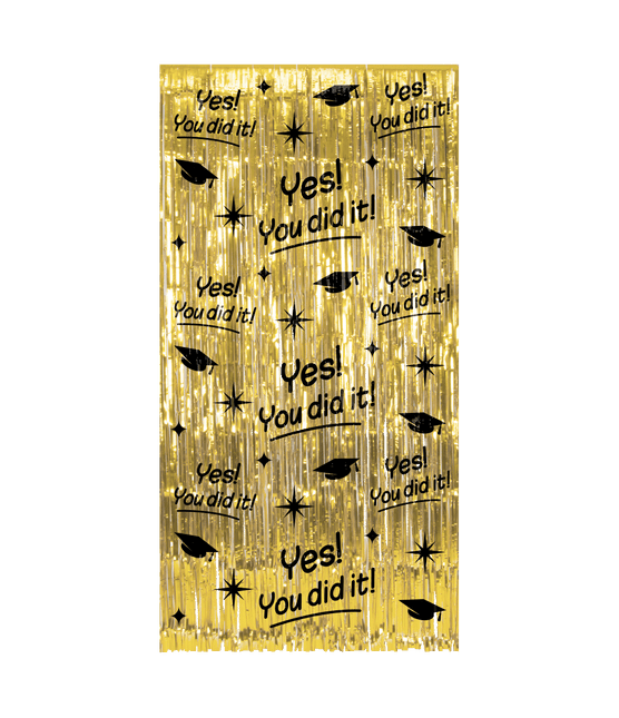 Geslaagd Deurgordijn Goud Zwart van Paper Dreams koop je bij Partywinkel