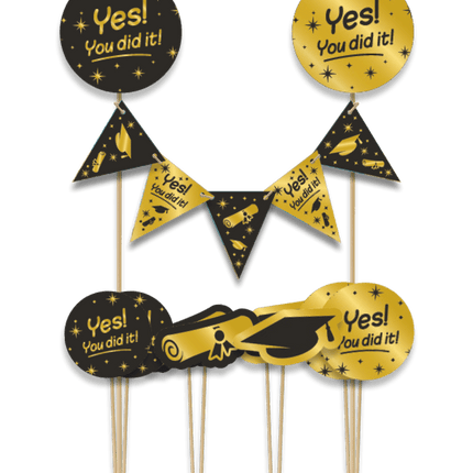 Geslaagd Taarttopper Zwart Goud 30cm van Paper Dreams koop je bij Partywinkel