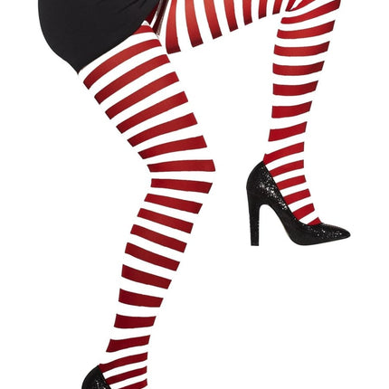 Gestreepte Panty Rood en Wit van Smiffys koop je bij Partywinkel