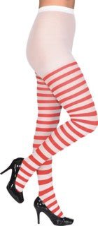 Gestreepte panty, rood - wit van Orlob koop je bij Partywinkel