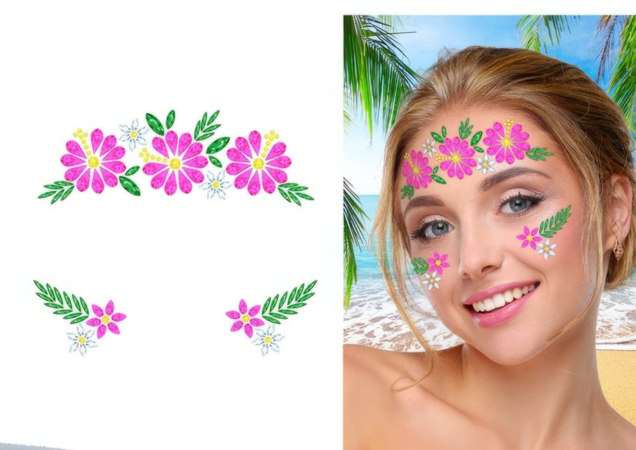 Gezicht Stickers Bloemen van Fiestas Guirca koop je bij Partywinkel