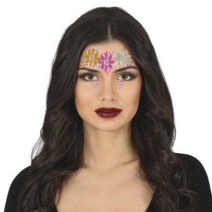 Gezicht Stickers Bloemen Neon van Fiestas Guirca koop je bij Partywinkel