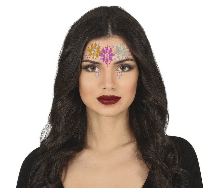 Gezicht Stickers Bloemen Neon van Fiestas Guirca koop je bij Partywinkel