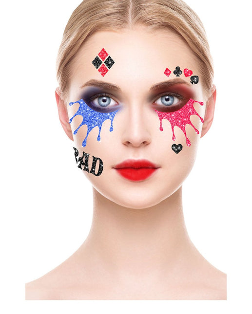 Gezicht Stickers Harley Quinn Glitter 20cm van Fiestas Guirca koop je bij Partywinkel