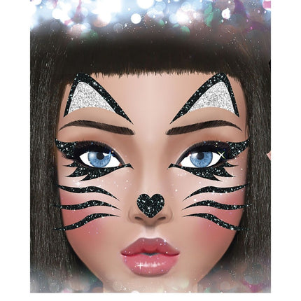 Gezicht Stickers Kat Glitter 20cm van Fiestas Guirca koop je bij Partywinkel