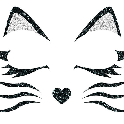 Gezicht Stickers Kat Glitter 20cm van Fiestas Guirca koop je bij Partywinkel