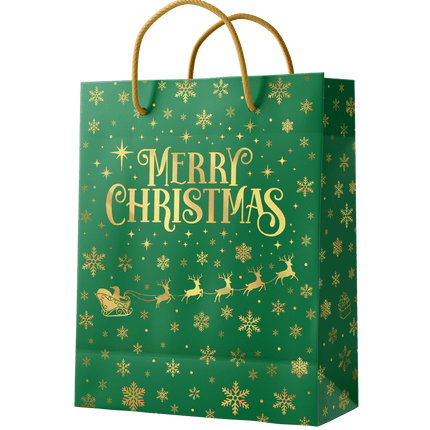 Giftbag L - Merry Christmas groen van Paper Dreams koop je bij Partywinkel