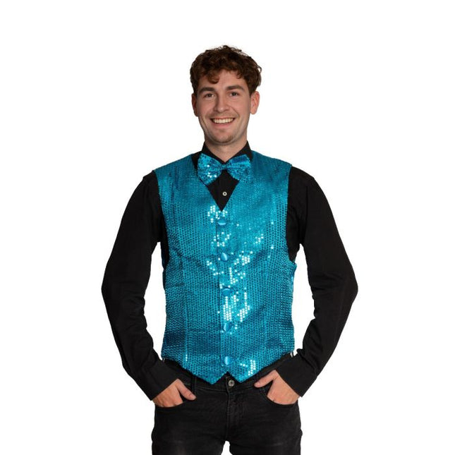 Gilet + Strik Turquoise van Partychimp koop je bij Partywinkel