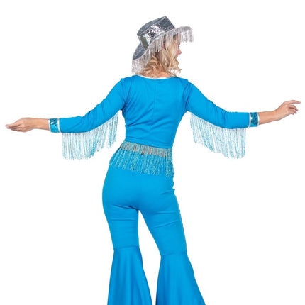 Western Kostuum Blauw Dames Glamorous Franjes 2 delig van Wilbers & Wilbers koop je bij Partywinkel