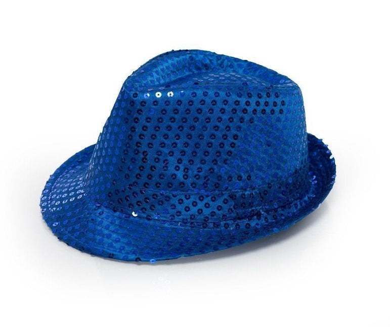 Glitter Hoed Blauw van Partychimp koop je bij Partywinkel