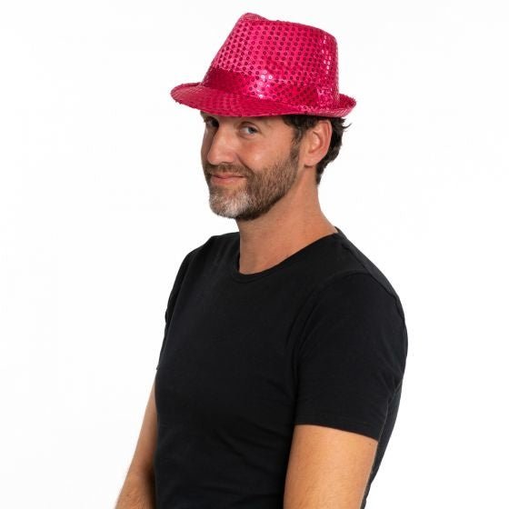 Glitter Hoed Fuchsia van Partychimp koop je bij Partywinkel