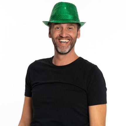 Glitter Hoed Groen van Partychimp koop je bij Partywinkel
