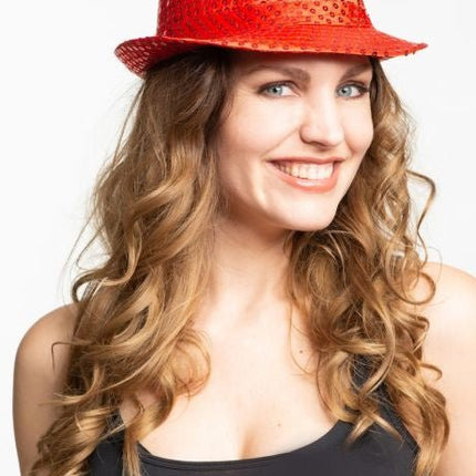 Glitter Hoed Rood van Partychimp koop je bij Partywinkel