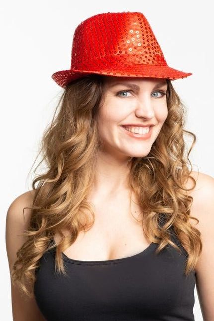 Glitter Hoed Rood van Partychimp koop je bij Partywinkel