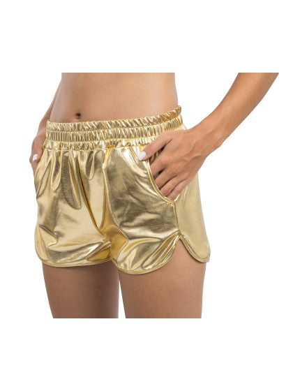 Women's Gold Metallic Shorts