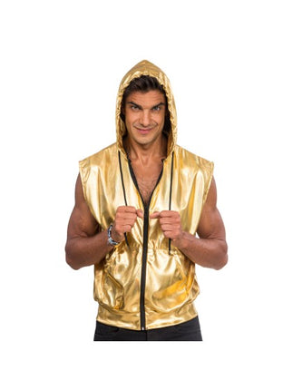Gouden Mouwloos Jasje Met Capuchon Heren