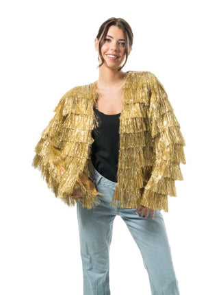 Gold Tinsel Jacket with Fringe for Women