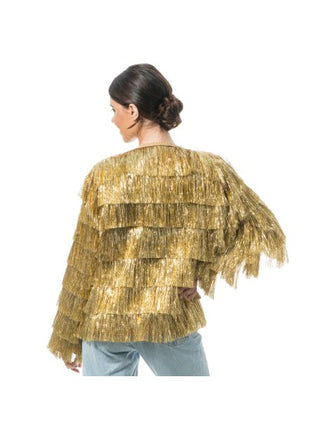 Gold Tinsel Jacket with Fringe for Women