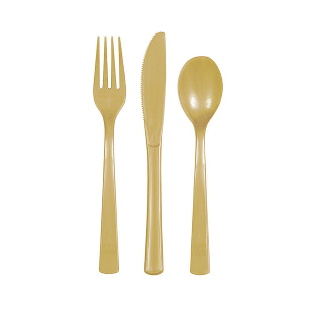 Goud Bestek Plastic 18 delig van Unique koop je bij Partywinkel