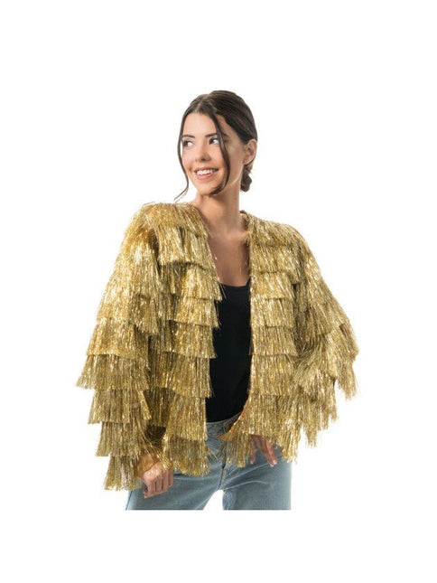 Goud Lametta Jasje Met Franjes Dames van CHAKS koop je bij Partywinkel