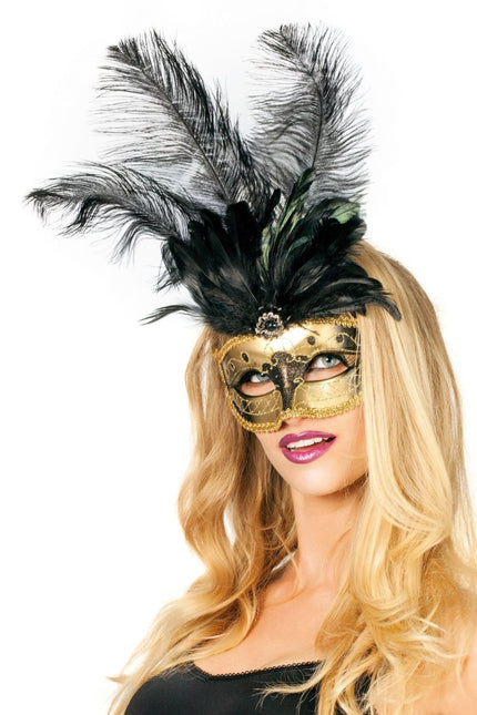 Goud Masker Veer van Wilbers & Wilbers koop je bij Partywinkel