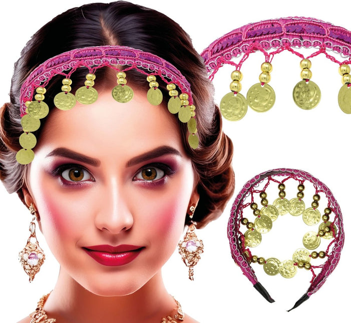 Goud Roze Hoofdband Munten van Fiestas Guirca koop je bij Partywinkel