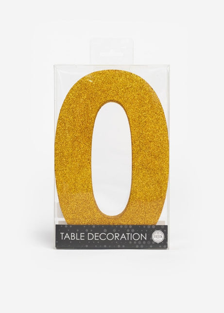 Goud Tafeldecoratie Cijfer 0 Glitter 20,5cm van WeFiesta koop je bij Partywinkel