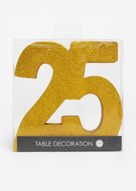 Goud Tafeldecoratie Cijfer 25 Glitter 20,5cm van WeFiesta koop je bij Partywinkel