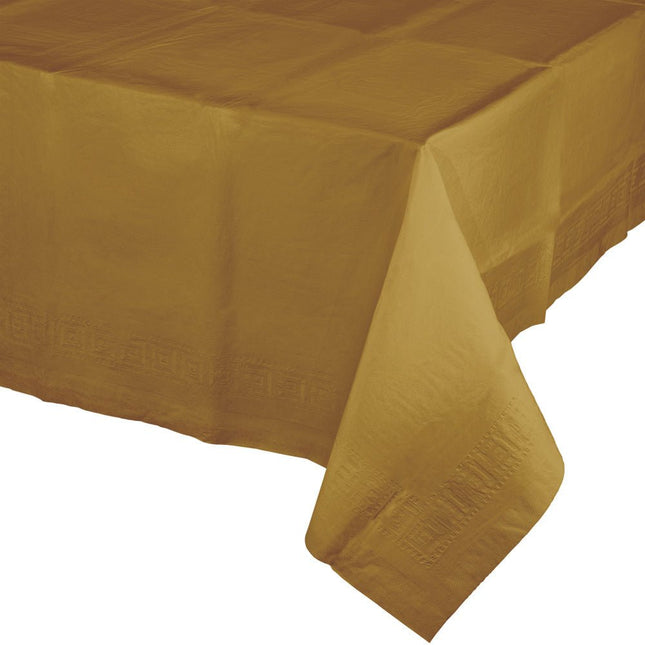 Goud Tafelkleed Plastic 2,74m van Creative Converting koop je bij Partywinkel