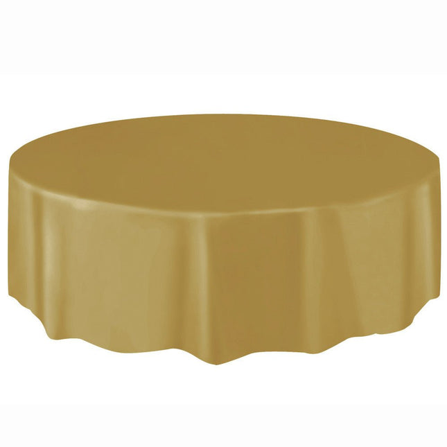 Goud Tafelkleed Rond 2,13m van Unique koop je bij Partywinkel