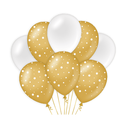 Goud Witte Ballonnen Latex 30cm 6st van Paper Dreams koop je bij Partywinkel