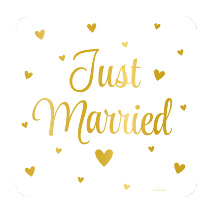 Goud Witte Deurbord Just Married 50cm van Paper Dreams koop je bij Partywinkel