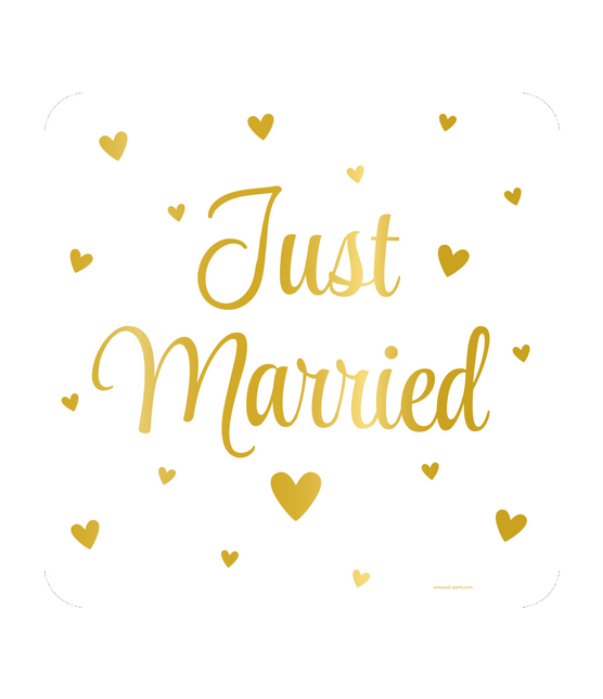 Goud Witte Deurbord Just Married 50cm van Paper Dreams koop je bij Partywinkel