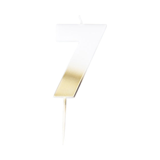 Goud Witte Kaars 7 Jaar 5cm van Ginger Ray koop je bij Partywinkel