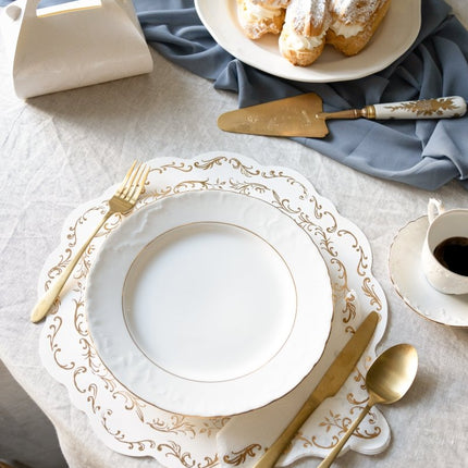 Goud Witte Placemats 35,5cm 6st van Partydeco koop je bij Partywinkel