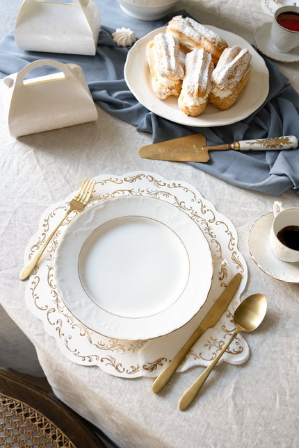 Goud Witte Placemats 35,5cm 6st van Partydeco koop je bij Partywinkel