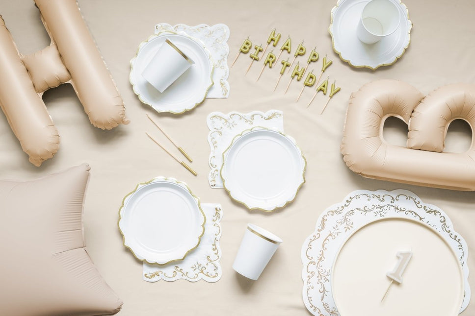 Goud Witte Placemats 35,5cm 6st van Partydeco koop je bij Partywinkel