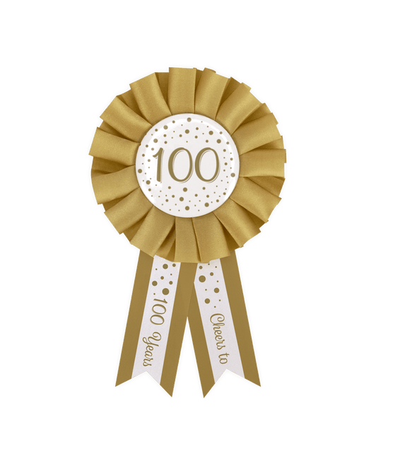 Goud Witte Rozet 100 Jaar van Paper Dreams koop je bij Partywinkel