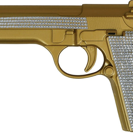 Goud Zilveren Nep Pistool Glitters van Fiestas Guirca koop je bij Partywinkel