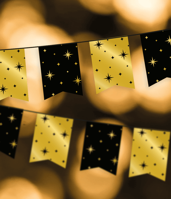 Goud Zwarte Slinger Sterren 6m van Paper Dreams koop je bij Partywinkel